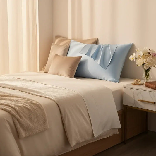 Luxury mulberry silk pillowcase for hair and skin protection, Smooth mulberry silk pillowcase with envelope closure, Premium silk pillowcase designed to reduce frizz and breakage, Breathable mulberry silk pillowcase for anti aging sleep, Soft silk pillowc