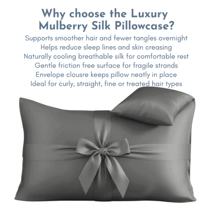 Luxury mulberry silk pillowcase for hair and skin protection, Smooth mulberry silk pillowcase with envelope closure, Premium silk pillowcase designed to reduce frizz and breakage, Breathable mulberry silk pillowcase for anti aging sleep, Soft silk pillowc