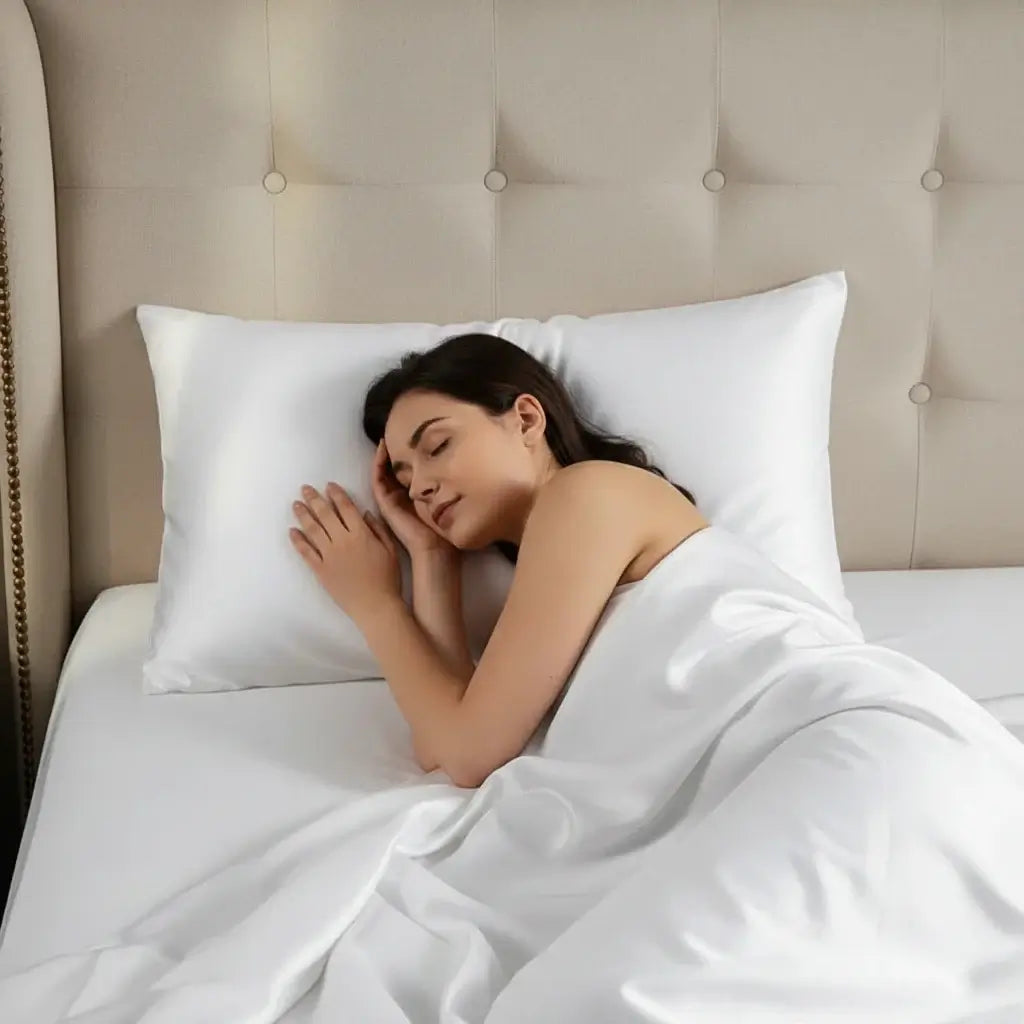 Luxury mulberry silk pillowcase for hair and skin protection, Smooth mulberry silk pillowcase with envelope closure, Premium silk pillowcase designed to reduce frizz and breakage, Breathable mulberry silk pillowcase for anti aging sleep, Soft silk pillowc