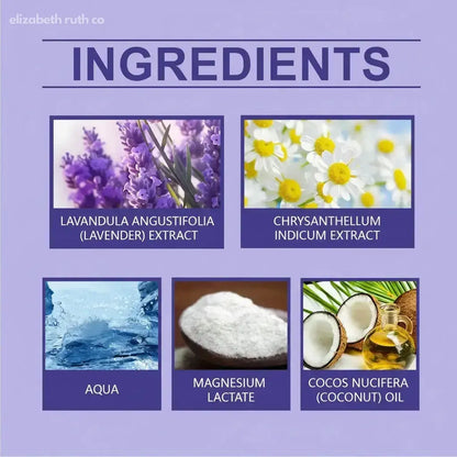 List of ingredients with corresponding images and names on a purple background